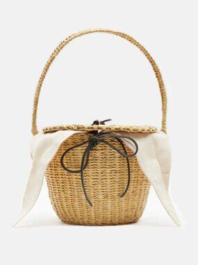 Muun Lou Straw Top-Handle Basket Bag